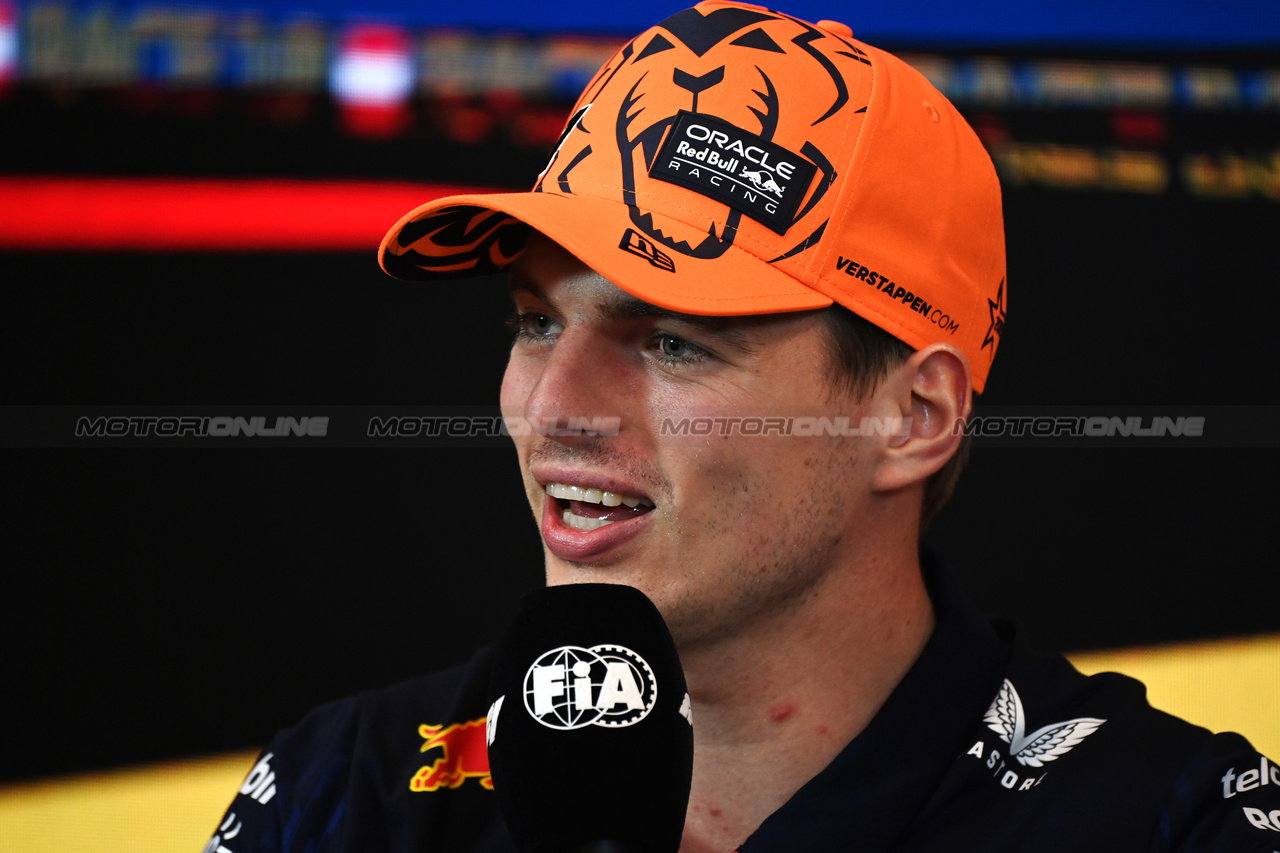 GP AUSTRIA, Max Verstappen (NLD) Red Bull Racing in the FIA Press Conference.

29.06.2023. Formula 1 World Championship, Rd 10, Austrian Grand Prix, Spielberg, Austria, Preparation Day.

- www.xpbimages.com, EMail: requests@xpbimages.com © Copyright: XPB Images