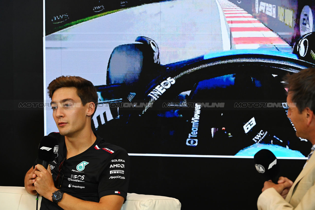 GP AUSTRIA, George Russell (GBR) Mercedes AMG F1 in the FIA Press Conference.

29.06.2023. Formula 1 World Championship, Rd 10, Austrian Grand Prix, Spielberg, Austria, Preparation Day.

- www.xpbimages.com, EMail: requests@xpbimages.com © Copyright: XPB Images