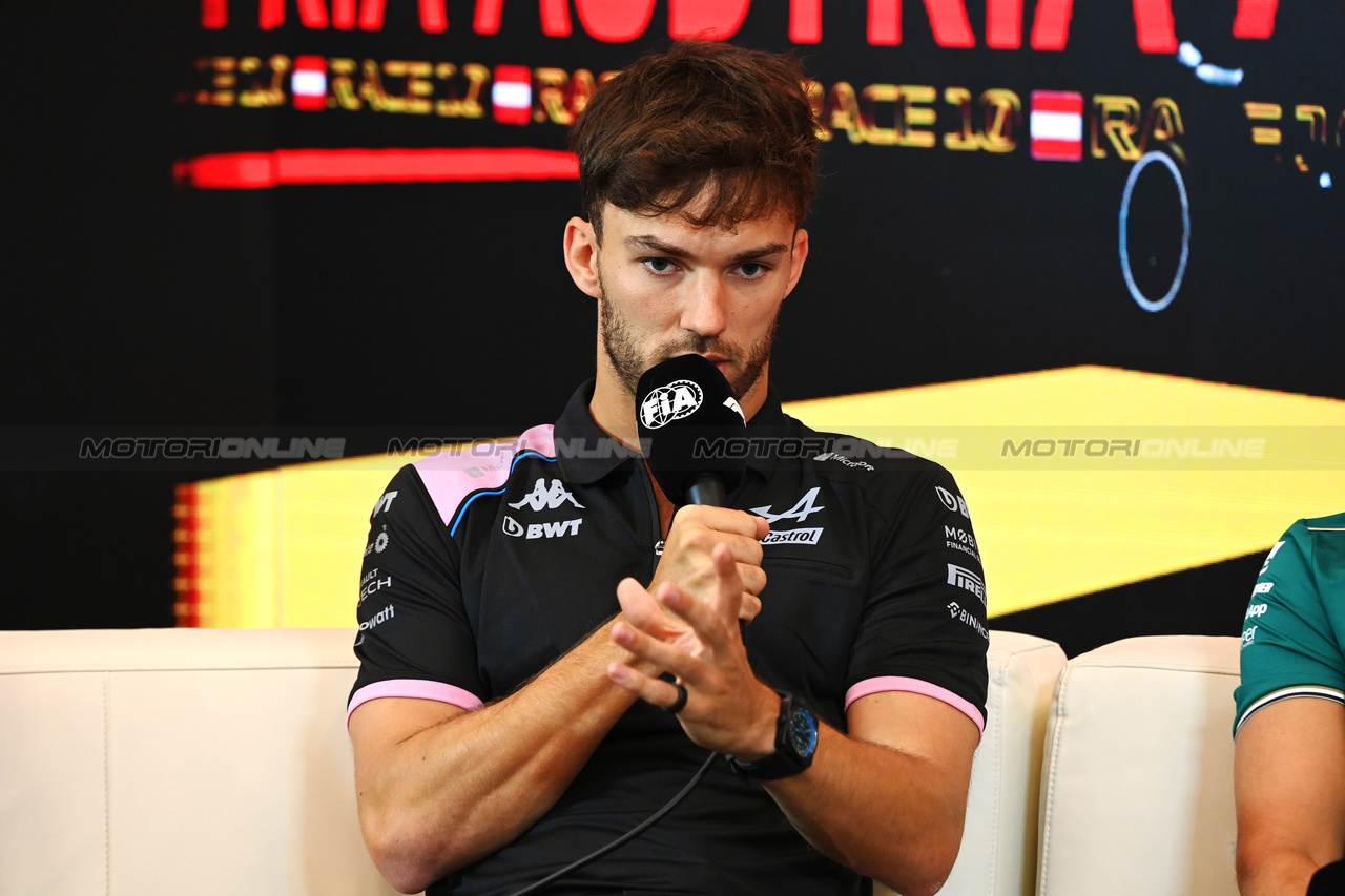 GP AUSTRIA, Pierre Gasly (FRA) Alpine F1 Team in the FIA Press Conference.

29.06.2023. Formula 1 World Championship, Rd 10, Austrian Grand Prix, Spielberg, Austria, Preparation Day.

- www.xpbimages.com, EMail: requests@xpbimages.com © Copyright: XPB Images