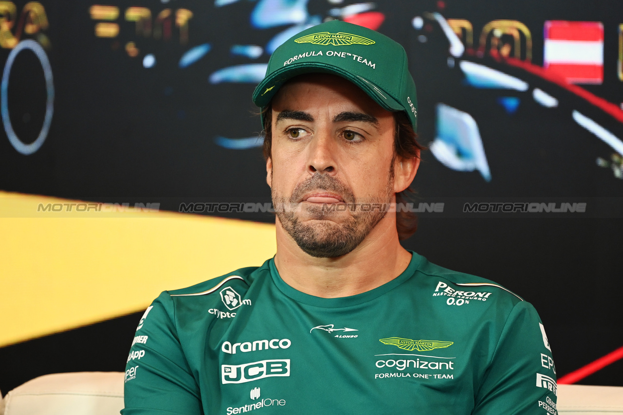 GP AUSTRIA, Fernando Alonso (ESP) Aston Martin F1 Team in the FIA Press Conference.

29.06.2023. Formula 1 World Championship, Rd 10, Austrian Grand Prix, Spielberg, Austria, Preparation Day.

- www.xpbimages.com, EMail: requests@xpbimages.com © Copyright: XPB Images