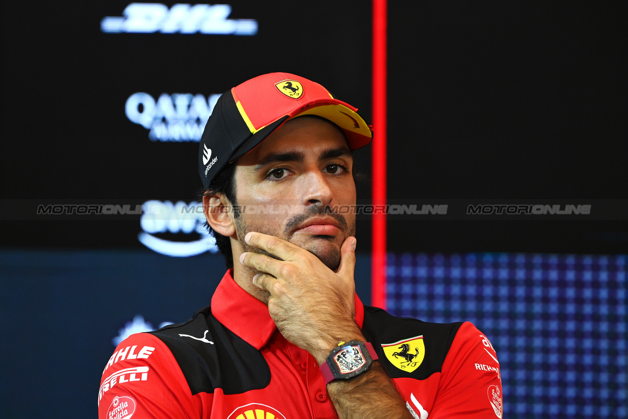 GP AUSTRIA, Carlos Sainz Jr (ESP) Ferrari in the FIA Press Conference.

29.06.2023. Formula 1 World Championship, Rd 10, Austrian Grand Prix, Spielberg, Austria, Preparation Day.

- www.xpbimages.com, EMail: requests@xpbimages.com © Copyright: XPB Images
