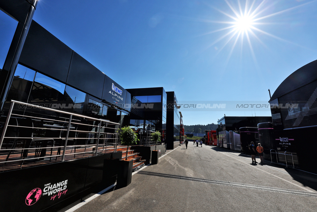 GP AUSTRIA, Alpine F1 Team motorhome in the paddock.

29.06.2023. Formula 1 World Championship, Rd 10, Austrian Grand Prix, Spielberg, Austria, Preparation Day.

- www.xpbimages.com, EMail: requests@xpbimages.com © Copyright: Moy / XPB Images