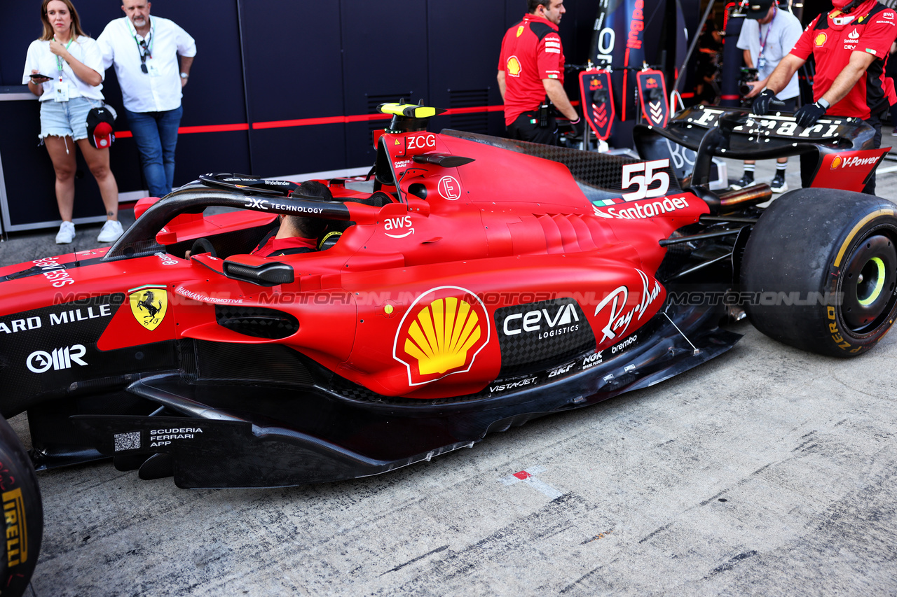 GP AUSTRIA, Ferrari SF-23 of Carlos Sainz Jr (ESP) Ferrari - floow e engine cover detail.

29.06.2023. Formula 1 World Championship, Rd 10, Austrian Grand Prix, Spielberg, Austria, Preparation Day.

- www.xpbimages.com, EMail: requests@xpbimages.com © Copyright: Batchelor / XPB Images
