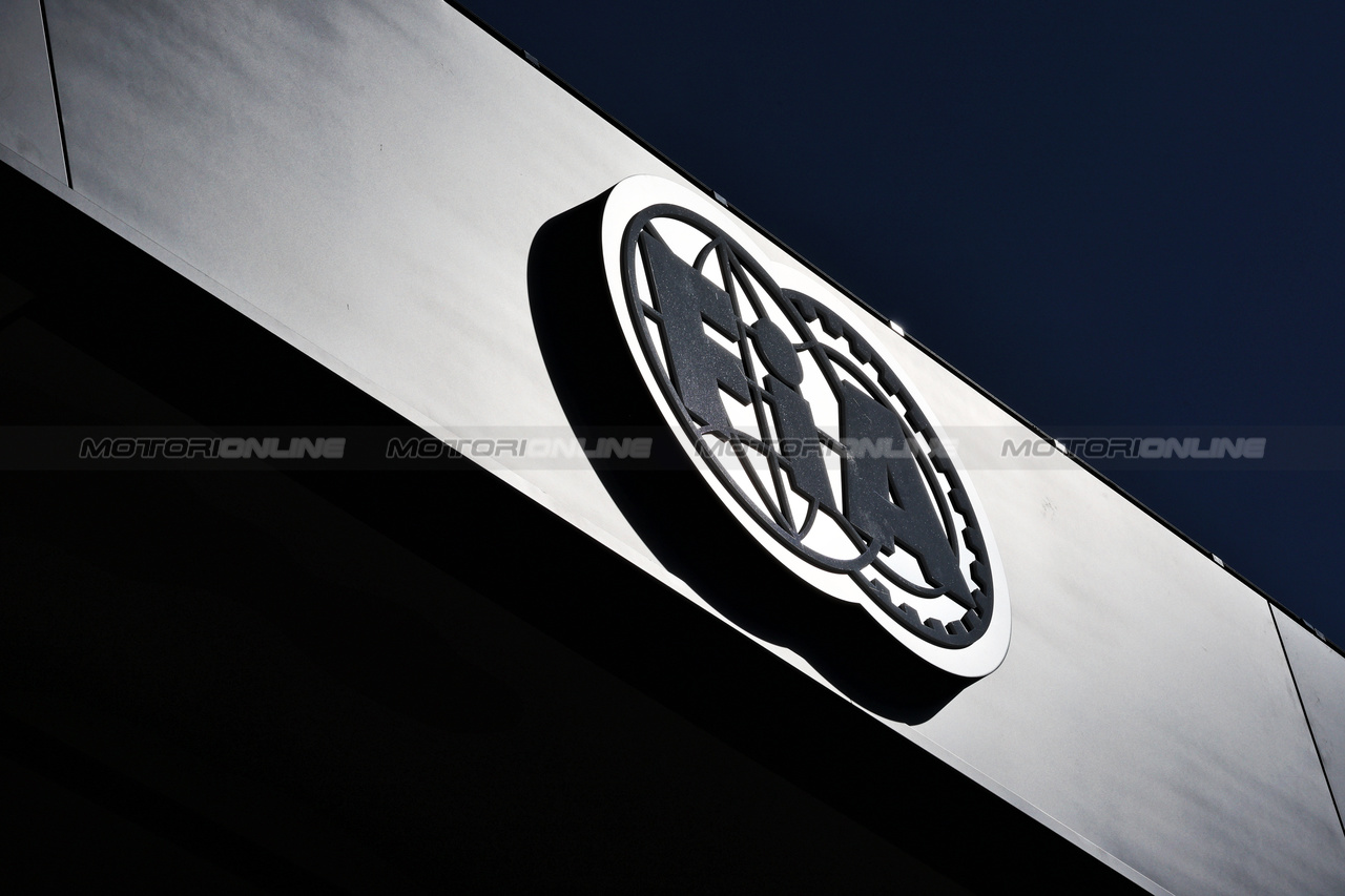 GP AUSTRIA, FIA Logo in the paddock.

29.06.2023. Formula 1 World Championship, Rd 10, Austrian Grand Prix, Spielberg, Austria, Preparation Day.

- www.xpbimages.com, EMail: requests@xpbimages.com © Copyright: Moy / XPB Images