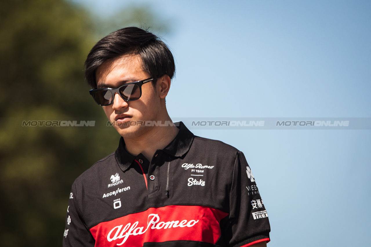 GP AUSTRIA, Zhou Guanyu (CHN) Alfa Romeo F1 Team walks the circuit.

29.06.2023. Formula 1 World Championship, Rd 10, Austrian Grand Prix, Spielberg, Austria, Preparation Day.

- www.xpbimages.com, EMail: requests@xpbimages.com © Copyright: Bearne / XPB Images