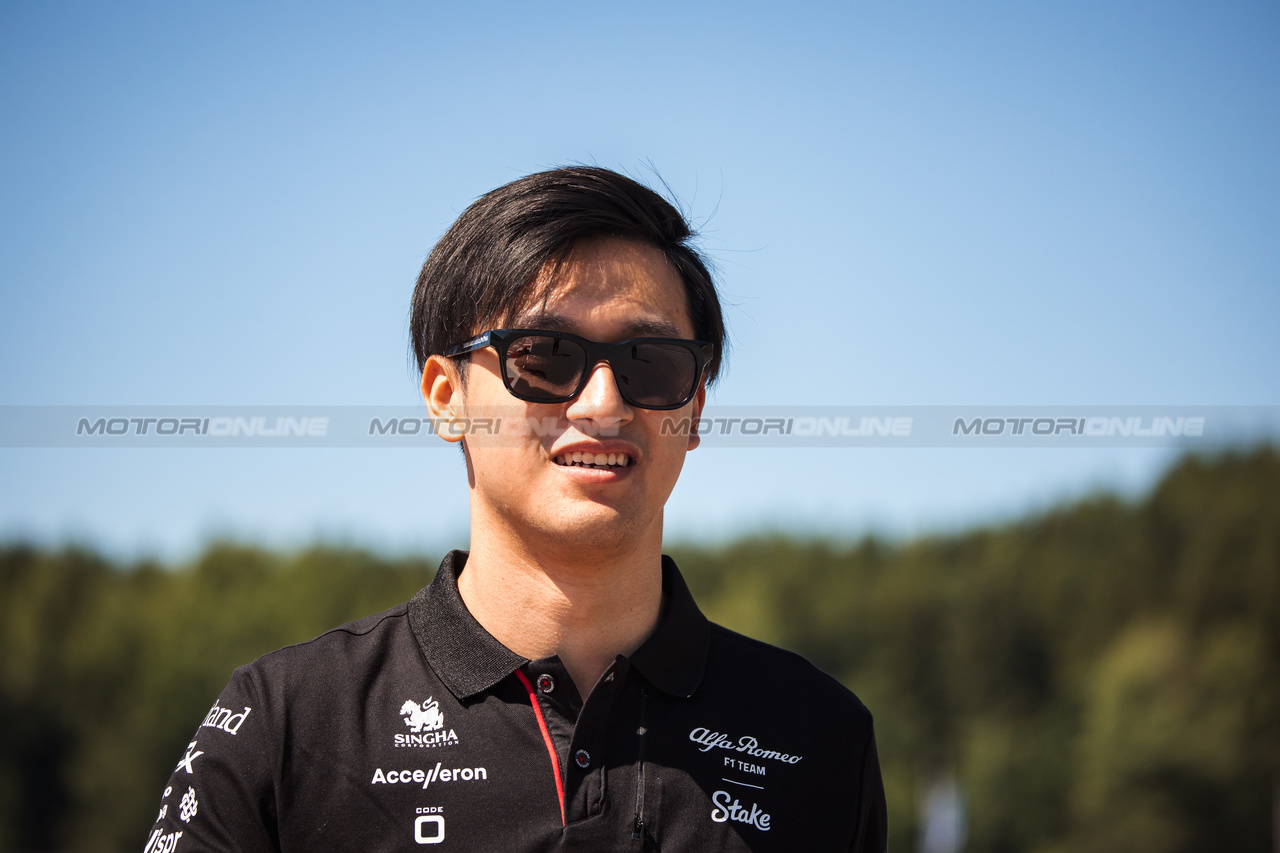 GP AUSTRIA, Zhou Guanyu (CHN) Alfa Romeo F1 Team walks the circuit.

29.06.2023. Formula 1 World Championship, Rd 10, Austrian Grand Prix, Spielberg, Austria, Preparation Day.

- www.xpbimages.com, EMail: requests@xpbimages.com © Copyright: Bearne / XPB Images