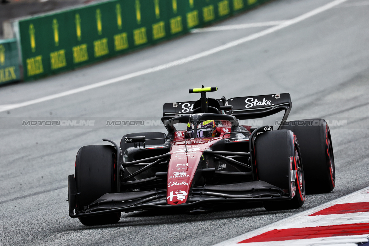 GP AUSTRIA, Zhou Guanyu (CHN) Alfa Romeo F1 Team C43.

01.07.2023. Formula 1 World Championship, Rd 10, Austrian Grand Prix, Spielberg, Austria, Sprint Day.

- www.xpbimages.com, EMail: requests@xpbimages.com © Copyright: Moy / XPB Images