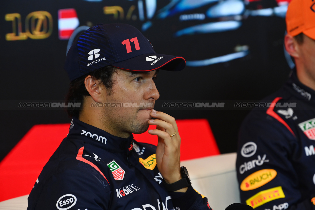 GP AUSTRIA, Sergio Perez (MEX) Red Bull Racing in the post Sprint FIA Press Conference.

01.07.2023. Formula 1 World Championship, Rd 10, Austrian Grand Prix, Spielberg, Austria, Sprint Day.

- www.xpbimages.com, EMail: requests@xpbimages.com © Copyright: XPB Images