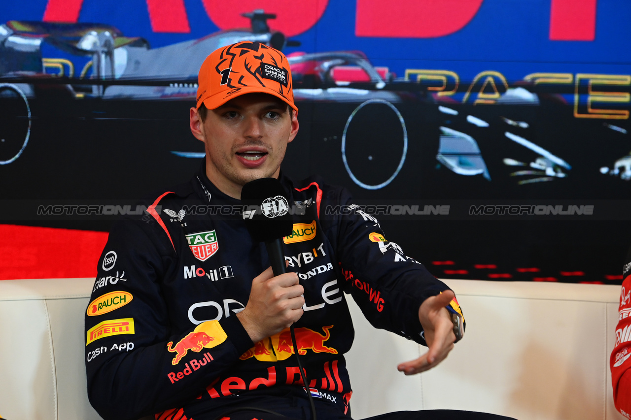 GP AUSTRIA, Max Verstappen (NLD) Red Bull Racing in the post Sprint FIA Press Conference.

01.07.2023. Formula 1 World Championship, Rd 10, Austrian Grand Prix, Spielberg, Austria, Sprint Day.

- www.xpbimages.com, EMail: requests@xpbimages.com © Copyright: XPB Images