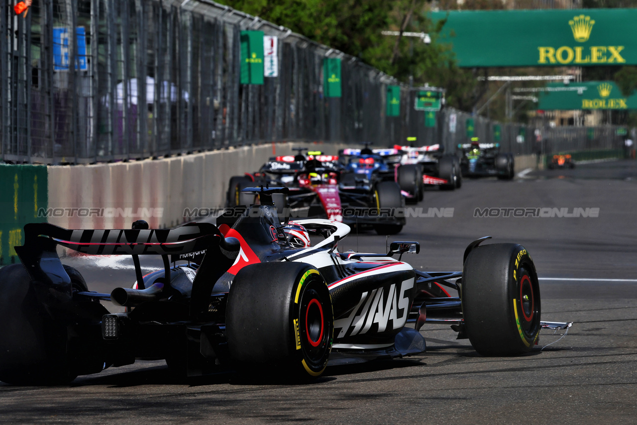 GP AZERBAIJAN, Kevin Magnussen (DEN) Haas VF-23 off track.

30.04.2023. Formula 1 World Championship, Rd 4, Azerbaijan Grand Prix, Baku Street Circuit, Azerbaijan, Gara Day.

- www.xpbimages.com, EMail: requests@xpbimages.com ¬© Copyright: Charniaux / XPB Images