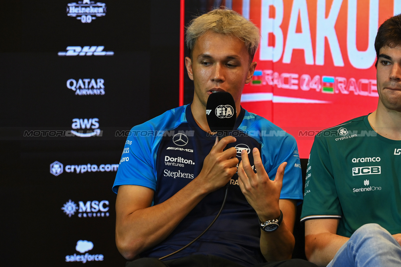 GP AZERBAIJAN, Alexander Albon (THA) Williams Racing in the FIA Press Conference.

27.04.2023. Formula 1 World Championship, Rd 4, Azerbaijan Grand Prix, Baku Street Circuit, Azerbaijan, Preparation Day.

- www.xpbimages.com, EMail: requests@xpbimages.com ¬© Copyright: XPB Images