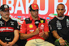 GP AZERBAIJAN, (L to R): Valtteri Bottas (FIN) Alfa Romeo F1 Team; Carlos Sainz Jr (ESP) Ferrari; e Lewis Hamilton (GBR) Mercedes AMG F1, in the FIA Press Conference.
27.04.2023. Formula 1 World Championship, Rd 4, Azerbaijan Grand Prix, Baku Street Circuit, Azerbaijan, Preparation Day.
- www.xpbimages.com, EMail: requests@xpbimages.com ¬© Copyright: XPB Images