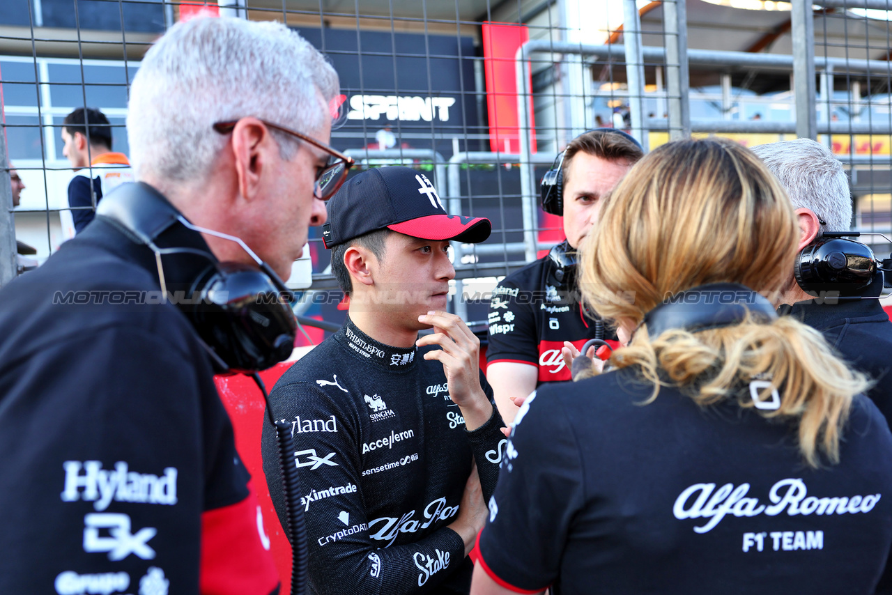GP AZERBAIJAN, Zhou Guanyu (CHN) Alfa Romeo F1 Team on the grid.

29.04.2023. Formula 1 World Championship, Rd 4, Azerbaijan Grand Prix, Baku Street Circuit, Azerbaijan, Sprint Day.

- www.xpbimages.com, EMail: requests@xpbimages.com ¬© Copyright: Batchelor / XPB Images