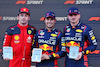GP AZERBAIJAN, Sprint race top three in parc ferme (L to R): Charles Leclerc (MON) Ferrari, second; Sergio Perez (MEX) Red Bull Racing, winner; Max Verstappen (NLD) Red Bull Racing, third.
29.04.2023. Formula 1 World Championship, Rd 4, Azerbaijan Grand Prix, Baku Street Circuit, Azerbaijan, Sprint Day.
- www.xpbimages.com, EMail: requests@xpbimages.com ¬© Copyright: Batchelor / XPB Images