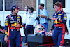 GP AZERBAIJAN, (L to R): Sprint winner Sergio Perez (MEX) Red Bull Racing with team mate Max Verstappen (NLD) Red Bull Racing in parc ferme.
29.04.2023. Formula 1 World Championship, Rd 4, Azerbaijan Grand Prix, Baku Street Circuit, Azerbaijan, Sprint Day.
- www.xpbimages.com, EMail: requests@xpbimages.com ¬© Copyright: Batchelor / XPB Images