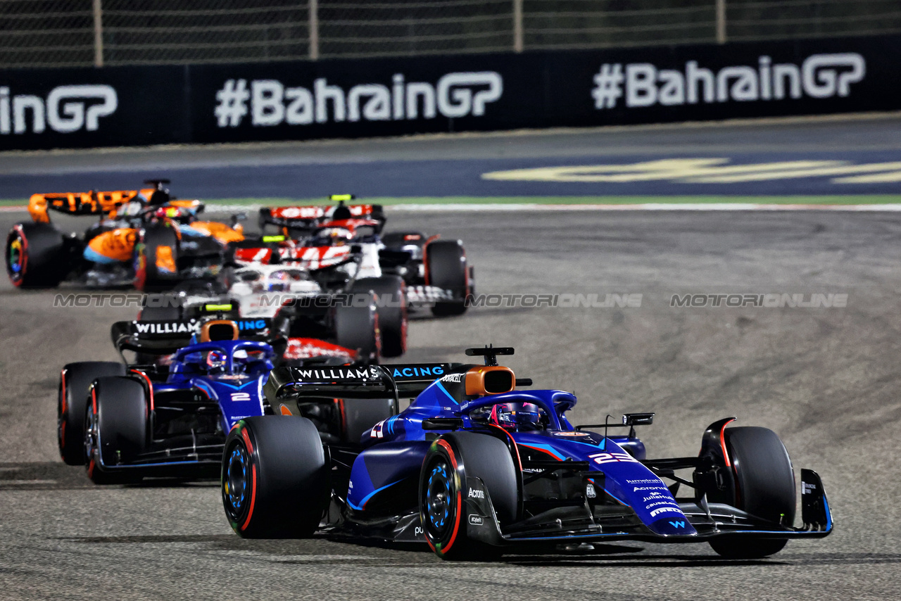 GP BAHRAIN, Alexander Albon (THA) Williams Racing FW45.

05.03.2023. Formula 1 World Championship, Rd 1, Bahrain Grand Prix, Sakhir, Bahrain, Gara Day.

- www.xpbimages.com, EMail: requests@xpbimages.com © Copyright: Batchelor / XPB Images