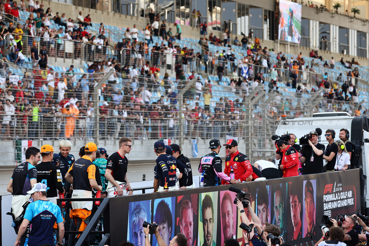 GP BAHRAIN, The drivers' parade.

05.03.2023. Formula 1 World Championship, Rd 1, Bahrain Grand Prix, Sakhir, Bahrain, Gara Day.

- www.xpbimages.com, EMail: requests@xpbimages.com © Copyright: Batchelor / XPB Images