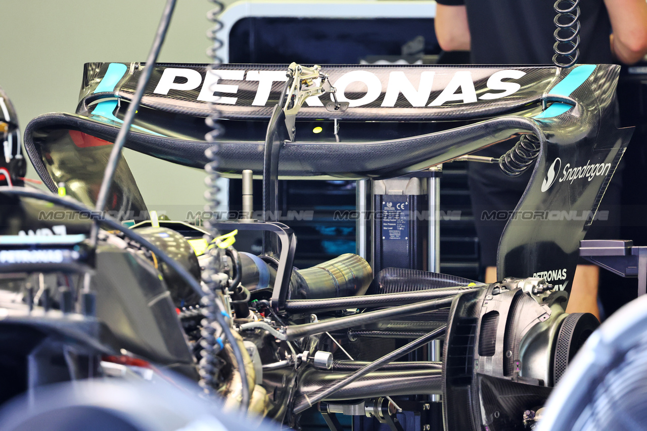 GP BAHRAIN, Mercedes AMG F1 W14 rear wing.

02.03.2023. Formula 1 World Championship, Rd 1, Bahrain Grand Prix, Sakhir, Bahrain, Preparation Day.

- www.xpbimages.com, EMail: requests@xpbimages.com © Copyright: Batchelor / XPB Images