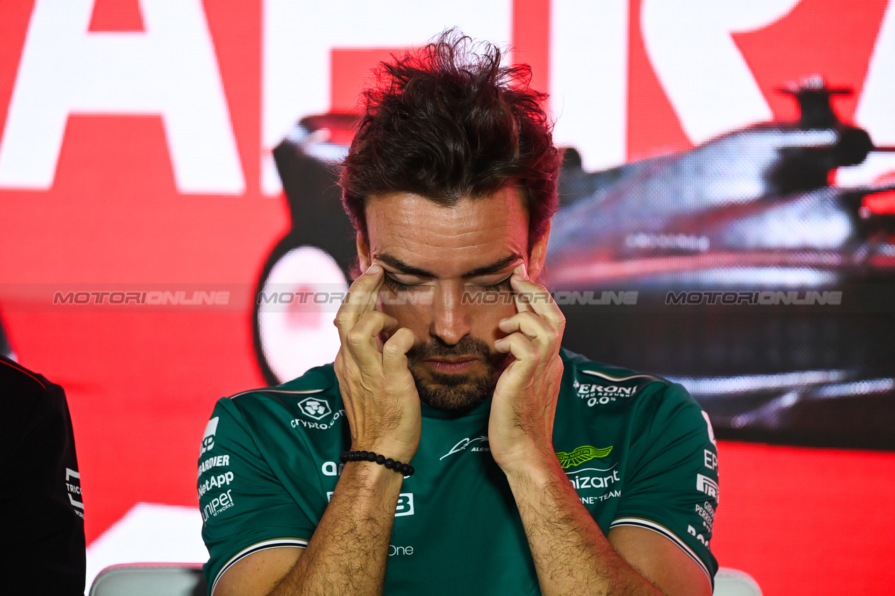 GP BAHRAIN, Fernando Alonso (ESP) Aston Martin F1 Team in the FIA Press Conference.

02.03.2023. Formula 1 World Championship, Rd 1, Bahrain Grand Prix, Sakhir, Bahrain, Preparation Day.

- www.xpbimages.com, EMail: requests@xpbimages.com © Copyright: XPB Images