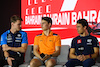 GP BAHRAIN, (L to R): Logan Sargeant (USA) Williams Racing; Oscar Piastri (AUS) McLaren; e Nyck de Vries (NLD) AlphaTauri, in the FIA Press Conference.
02.03.2023. Formula 1 World Championship, Rd 1, Bahrain Grand Prix, Sakhir, Bahrain, Preparation Day.
- www.xpbimages.com, EMail: requests@xpbimages.com © Copyright: XPB Images