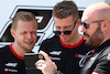 GP BAHRAIN, (L to R): Kevin Magnussen (DEN) Haas F1 Team with Nico Hulkenberg (GER) Haas F1 Team e Stuart Morrison (GBR) Haas F1 Team Head of Communications.
02.03.2023. Formula 1 World Championship, Rd 1, Bahrain Grand Prix, Sakhir, Bahrain, Preparation Day.
 - www.xpbimages.com, EMail: requests@xpbimages.com © Copyright: Coates / XPB Images