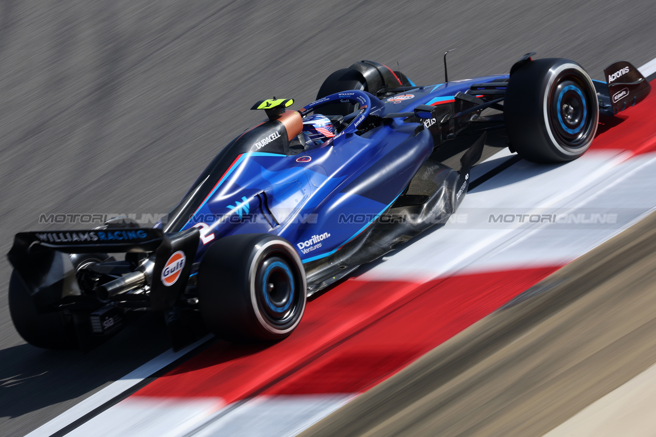 GP BAHRAIN, Logan Sargeant (USA) Williams Racing FW45.

03.03.2023. Formula 1 World Championship, Rd 1, Bahrain Grand Prix, Sakhir, Bahrain, Practice Day

- www.xpbimages.com, EMail: requests@xpbimages.com © Copyright: Bearne / XPB Images