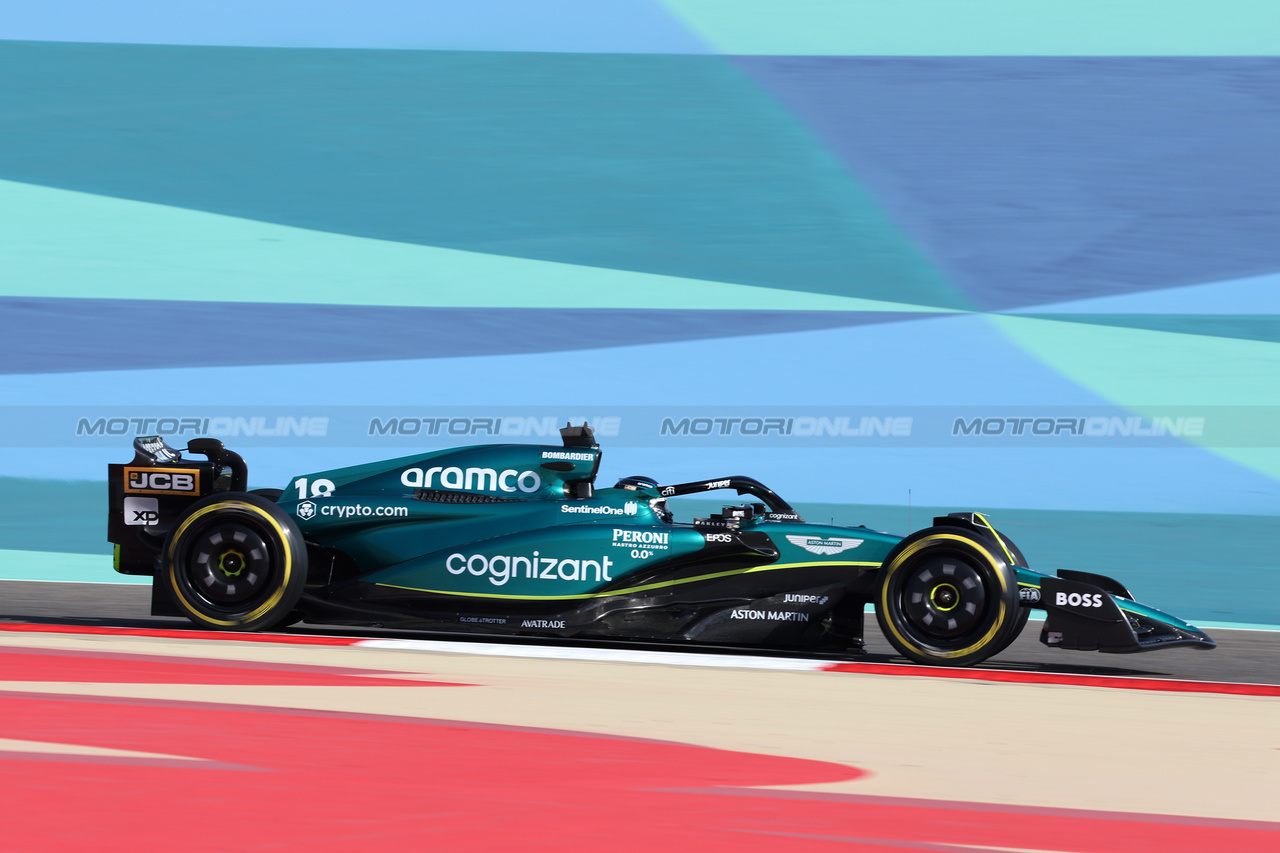 GP BAHRAIN, Lance Stroll (CDN) Aston Martin F1 Team AMR23.

03.03.2023. Formula 1 World Championship, Rd 1, Bahrain Grand Prix, Sakhir, Bahrain, Practice Day

- www.xpbimages.com, EMail: requests@xpbimages.com © Copyright: Bearne / XPB Images