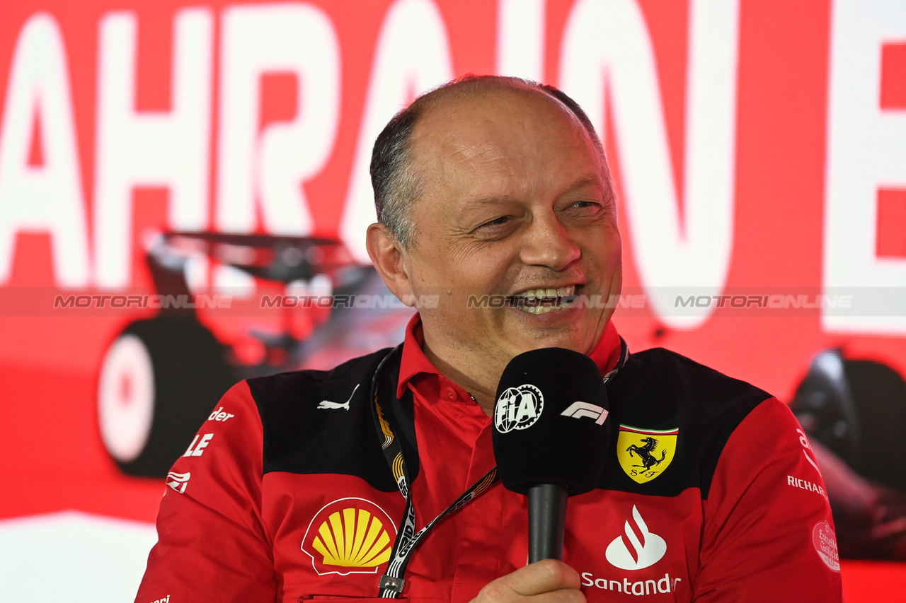 GP BAHRAIN, Frederic Vasseur (FRA) Ferrari Team Principal in the FIA Press Conference.

03.03.2023. Formula 1 World Championship, Rd 1, Bahrain Grand Prix, Sakhir, Bahrain, Practice Day

- www.xpbimages.com, EMail: requests@xpbimages.com © Copyright: XPB Images