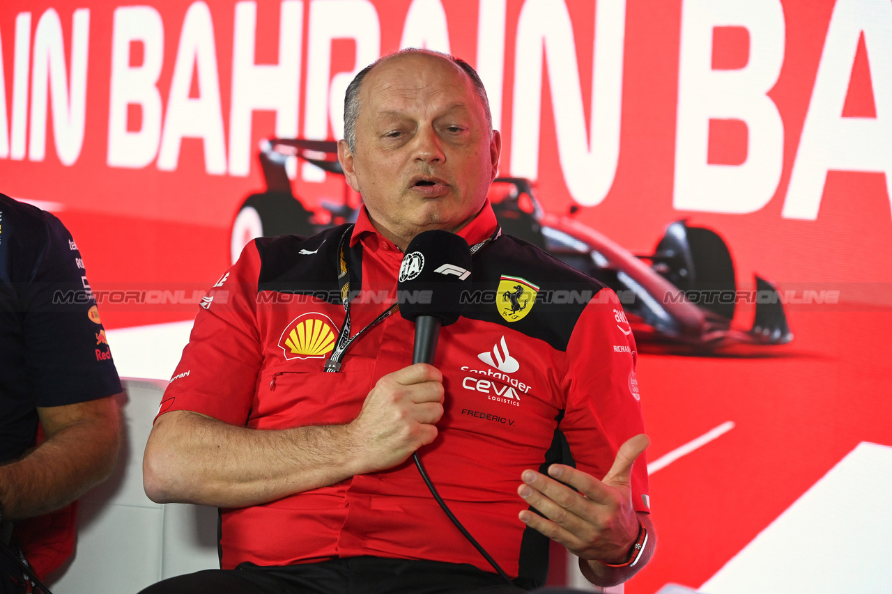 GP BAHRAIN, Frederic Vasseur (FRA) Ferrari Team Principal in the FIA Press Conference.

03.03.2023. Formula 1 World Championship, Rd 1, Bahrain Grand Prix, Sakhir, Bahrain, Practice Day

- www.xpbimages.com, EMail: requests@xpbimages.com © Copyright: XPB Images