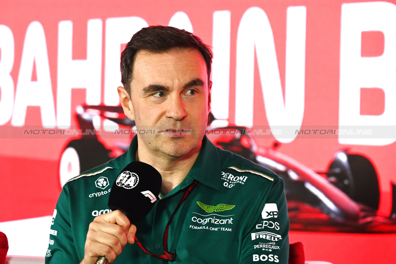 GP BAHRAIN, Dan Fallows (GBR) Aston Martin F1 Team Technical Director in the FIA Press Conference.

03.03.2023. Formula 1 World Championship, Rd 1, Bahrain Grand Prix, Sakhir, Bahrain, Practice Day

- www.xpbimages.com, EMail: requests@xpbimages.com © Copyright: XPB Images