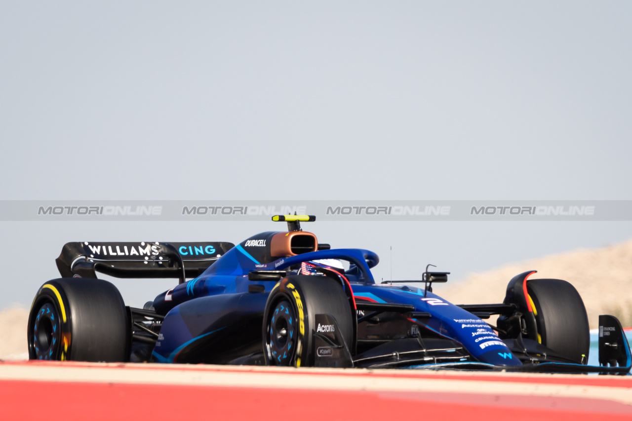 GP BAHRAIN, Logan Sargeant (USA) Williams Racing FW45.

03.03.2023. Formula 1 World Championship, Rd 1, Bahrain Grand Prix, Sakhir, Bahrain, Practice Day

- www.xpbimages.com, EMail: requests@xpbimages.com © Copyright: Bearne / XPB Images