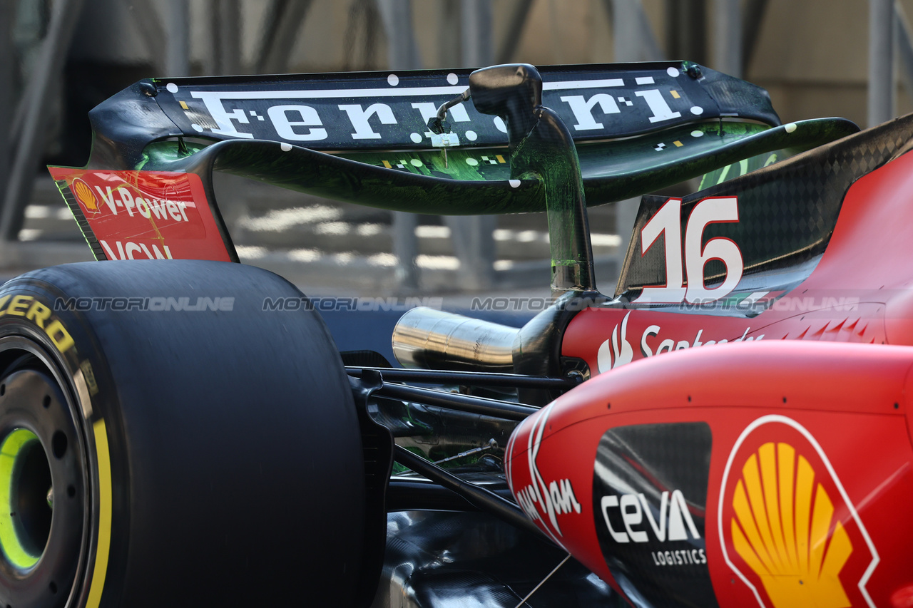 GP BAHRAIN, Charles Leclerc (MON) Ferrari SF-23 rear wing.

03.03.2023. Formula 1 World Championship, Rd 1, Bahrain Grand Prix, Sakhir, Bahrain, Practice Day

- www.xpbimages.com, EMail: requests@xpbimages.com © Copyright: Batchelor / XPB Images