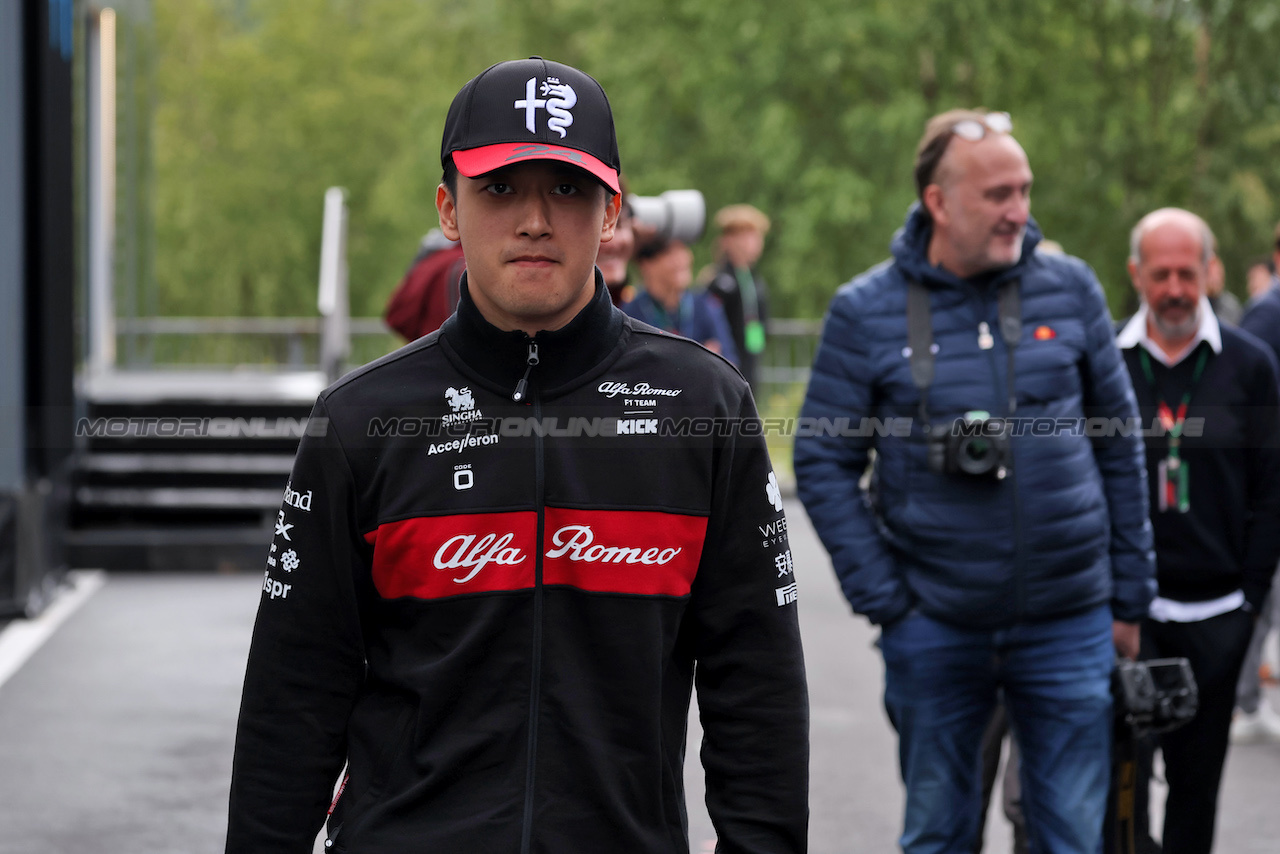 GP BELGIO, Zhou Guanyu (CHN) Alfa Romeo F1 Team.
30.07.2023. Formula 1 World Championship, Rd 13, Belgian Grand Prix, Spa Francorchamps, Belgium, Gara Day.
 - www.xpbimages.com, EMail: requests@xpbimages.com © Copyright: Rew / XPB Images