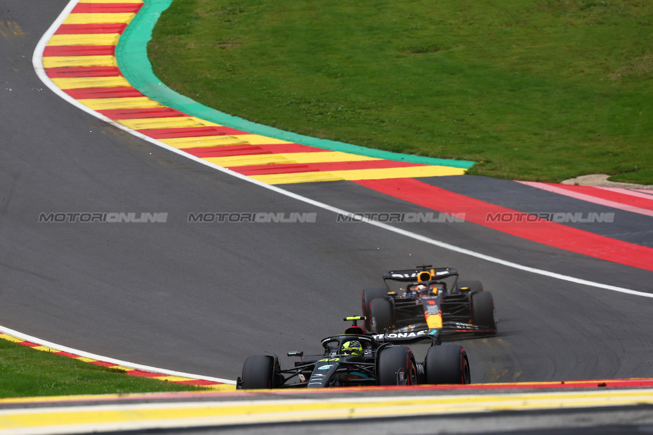 GP BELGIO, Lewis Hamilton (GBR) Mercedes AMG F1 W14.
30.07.2023. Formula 1 World Championship, Rd 13, Belgian Grand Prix, Spa Francorchamps, Belgium, Gara Day.
 - www.xpbimages.com, EMail: requests@xpbimages.com © Copyright: Coates / XPB Images