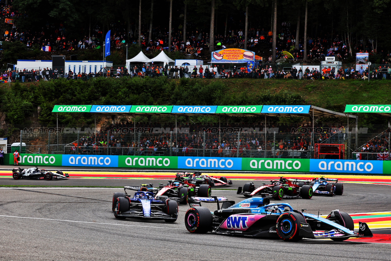 GP BELGIO, Esteban Ocon (FRA) Alpine F1 Team A523.
30.07.2023. Formula 1 World Championship, Rd 13, Belgian Grand Prix, Spa Francorchamps, Belgium, Gara Day.
- www.xpbimages.com, EMail: requests@xpbimages.com © Copyright: Batchelor / XPB Images