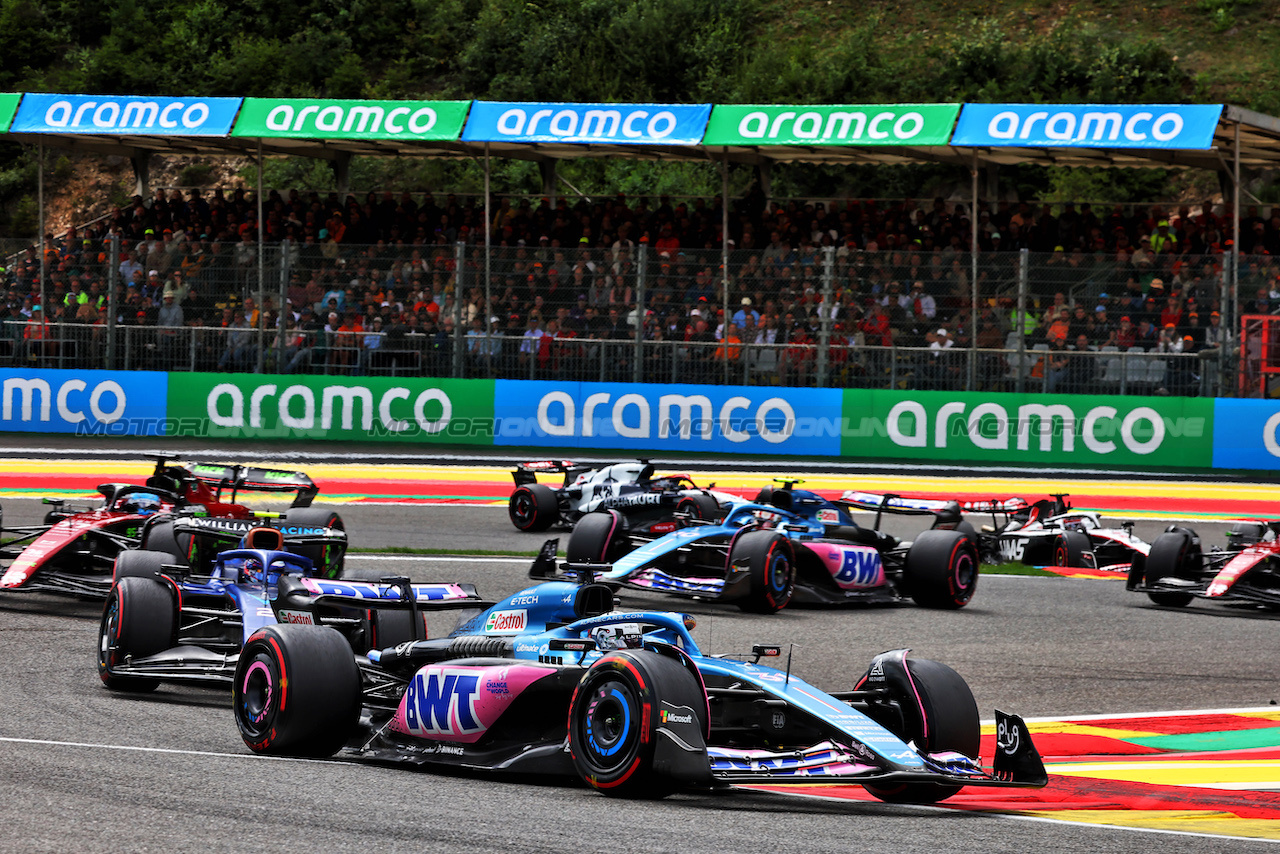 GP BELGIO, Esteban Ocon (FRA) Alpine F1 Team A523.
30.07.2023. Formula 1 World Championship, Rd 13, Belgian Grand Prix, Spa Francorchamps, Belgium, Gara Day.
- www.xpbimages.com, EMail: requests@xpbimages.com © Copyright: Batchelor / XPB Images