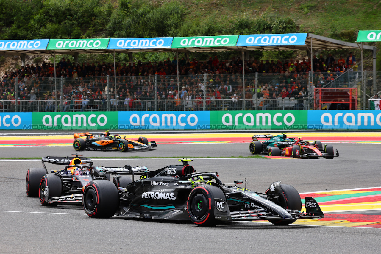 GP BELGIO, Lewis Hamilton (GBR) Mercedes AMG F1 W14.
30.07.2023. Formula 1 World Championship, Rd 13, Belgian Grand Prix, Spa Francorchamps, Belgium, Gara Day.
- www.xpbimages.com, EMail: requests@xpbimages.com © Copyright: Batchelor / XPB Images