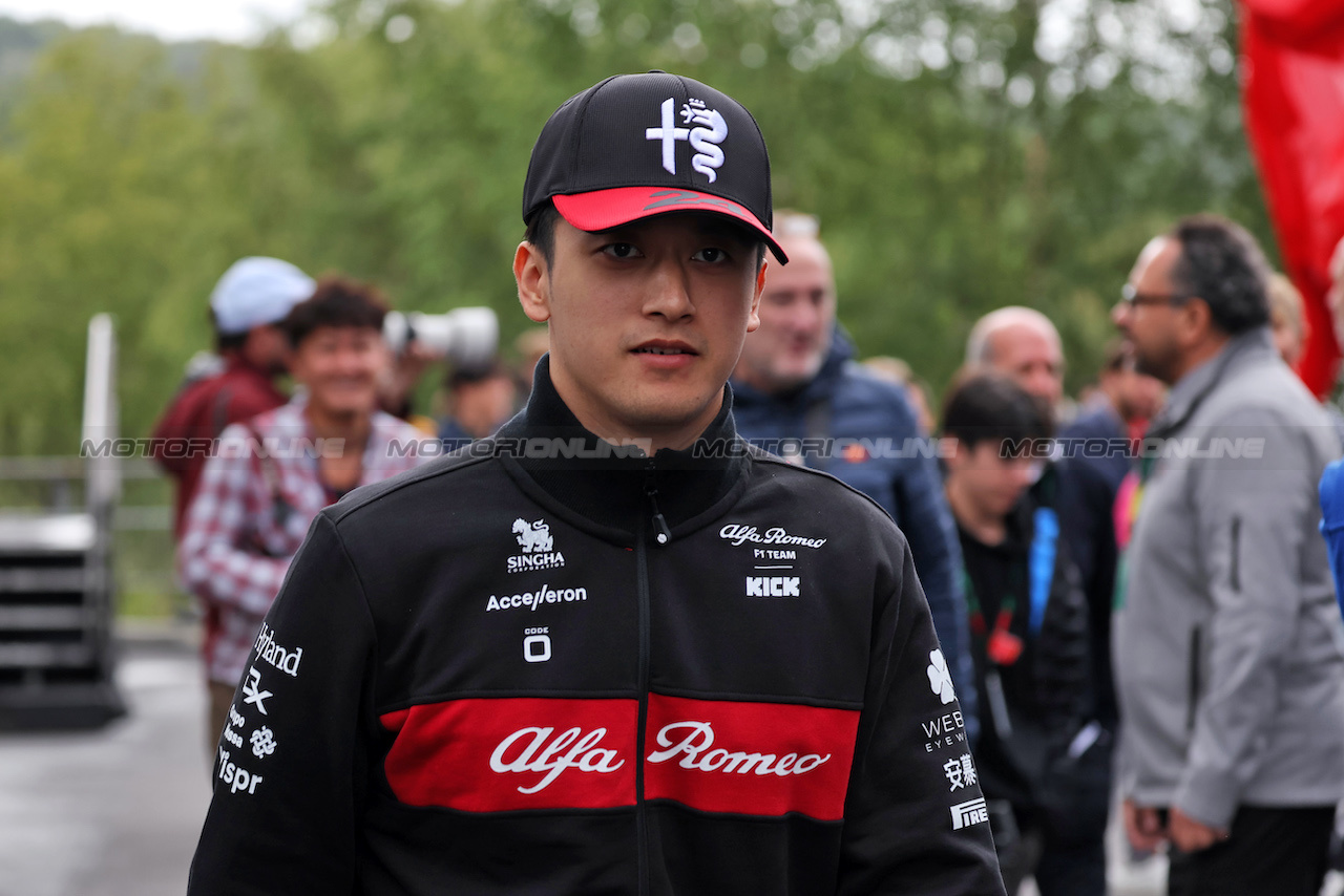 GP BELGIO, Zhou Guanyu (CHN) Alfa Romeo F1 Team.
30.07.2023. Formula 1 World Championship, Rd 13, Belgian Grand Prix, Spa Francorchamps, Belgium, Gara Day.
 - www.xpbimages.com, EMail: requests@xpbimages.com © Copyright: Rew / XPB Images