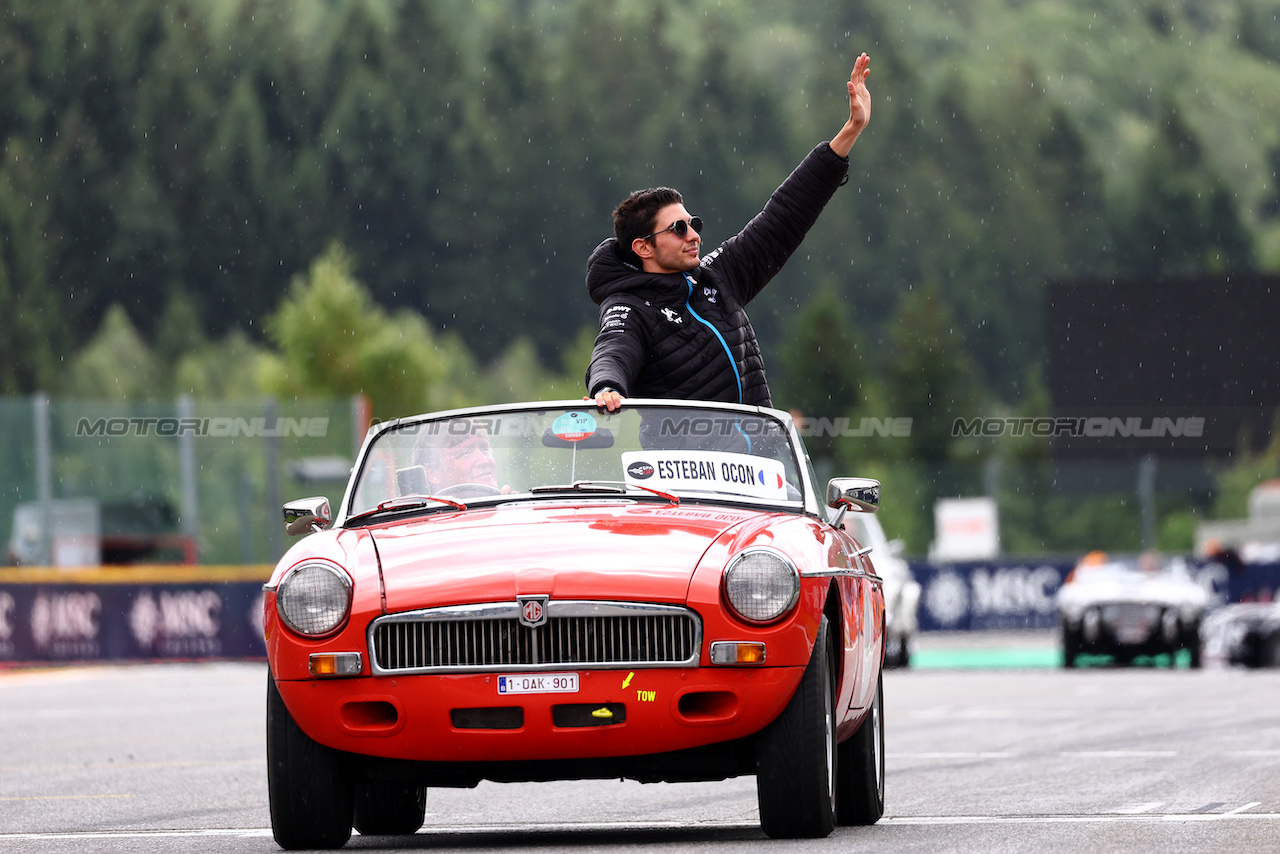 GP BELGIO, Esteban Ocon (FRA) Alpine F1 Team on the drivers' parade.
30.07.2023. Formula 1 World Championship, Rd 13, Belgian Grand Prix, Spa Francorchamps, Belgium, Gara Day.
 - www.xpbimages.com, EMail: requests@xpbimages.com © Copyright: Coates / XPB Images
