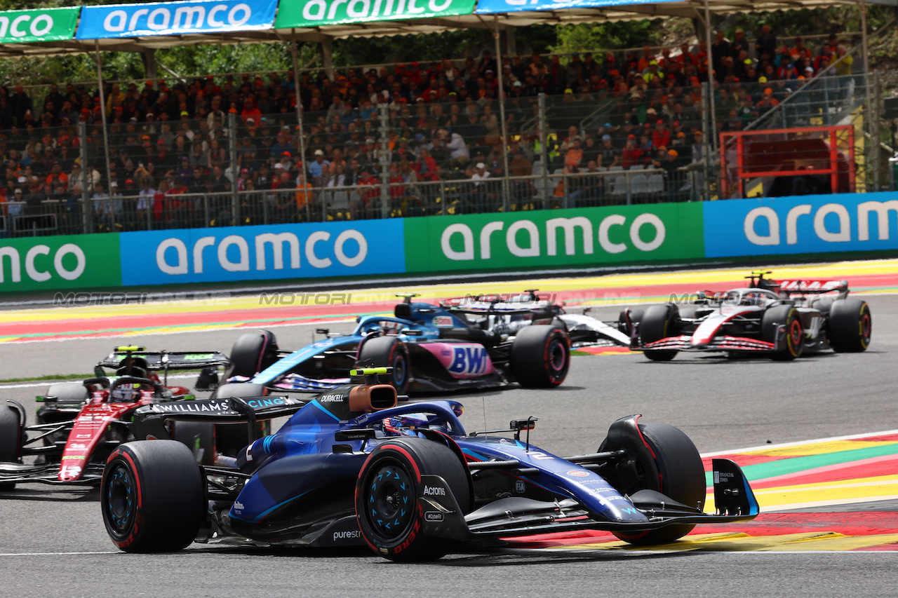 GP BELGIO, Logan Sargeant (USA) Williams Racing FW45.
30.07.2023. Formula 1 World Championship, Rd 13, Belgian Grand Prix, Spa Francorchamps, Belgium, Gara Day.
- www.xpbimages.com, EMail: requests@xpbimages.com © Copyright: Batchelor / XPB Images