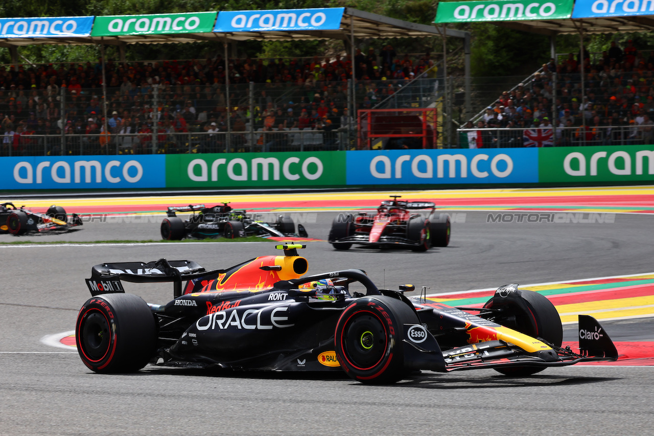GP BELGIO, Sergio Perez (MEX) Red Bull Racing RB19.
30.07.2023. Formula 1 World Championship, Rd 13, Belgian Grand Prix, Spa Francorchamps, Belgium, Gara Day.
- www.xpbimages.com, EMail: requests@xpbimages.com © Copyright: Batchelor / XPB Images