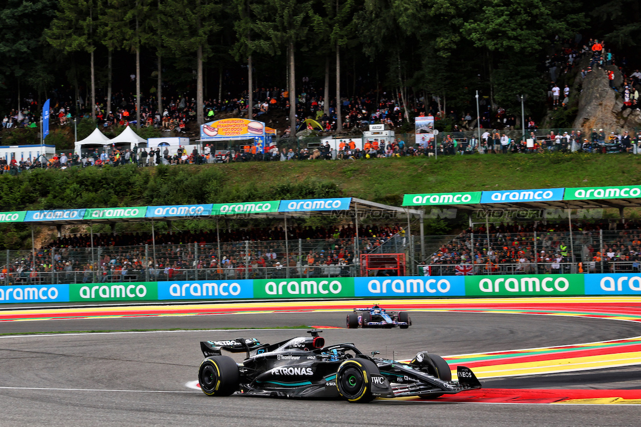 GP BELGIO, George Russell (GBR) Mercedes AMG F1 W14.
30.07.2023. Formula 1 World Championship, Rd 13, Belgian Grand Prix, Spa Francorchamps, Belgium, Gara Day.
- www.xpbimages.com, EMail: requests@xpbimages.com © Copyright: Batchelor / XPB Images