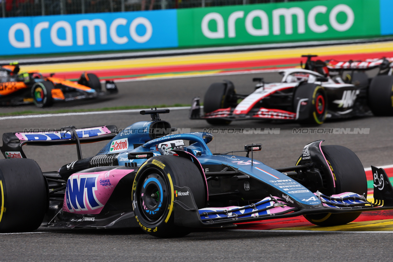 GP BELGIO, Esteban Ocon (FRA) Alpine F1 Team A523.
30.07.2023. Formula 1 World Championship, Rd 13, Belgian Grand Prix, Spa Francorchamps, Belgium, Gara Day.
- www.xpbimages.com, EMail: requests@xpbimages.com © Copyright: Batchelor / XPB Images