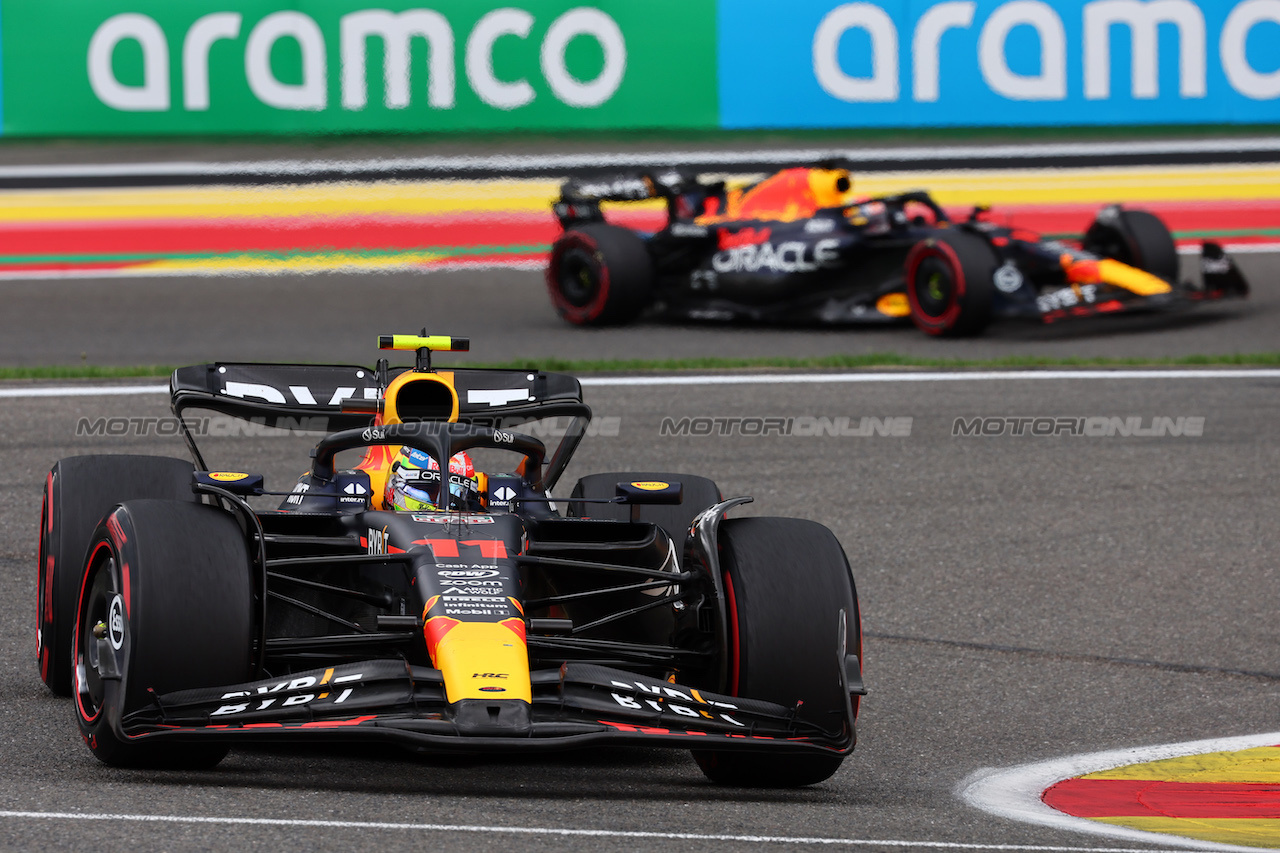 GP BELGIO, Sergio Perez (MEX) Red Bull Racing RB19.
30.07.2023. Formula 1 World Championship, Rd 13, Belgian Grand Prix, Spa Francorchamps, Belgium, Gara Day.
- www.xpbimages.com, EMail: requests@xpbimages.com © Copyright: Batchelor / XPB Images