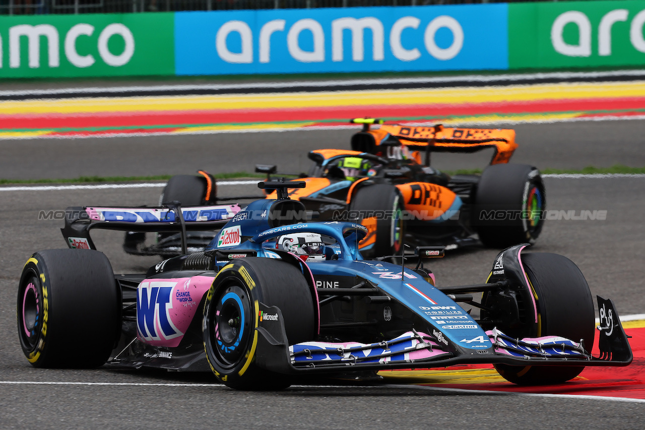 GP BELGIO, Esteban Ocon (FRA) Alpine F1 Team A523.
30.07.2023. Formula 1 World Championship, Rd 13, Belgian Grand Prix, Spa Francorchamps, Belgium, Gara Day.
- www.xpbimages.com, EMail: requests@xpbimages.com © Copyright: Batchelor / XPB Images
