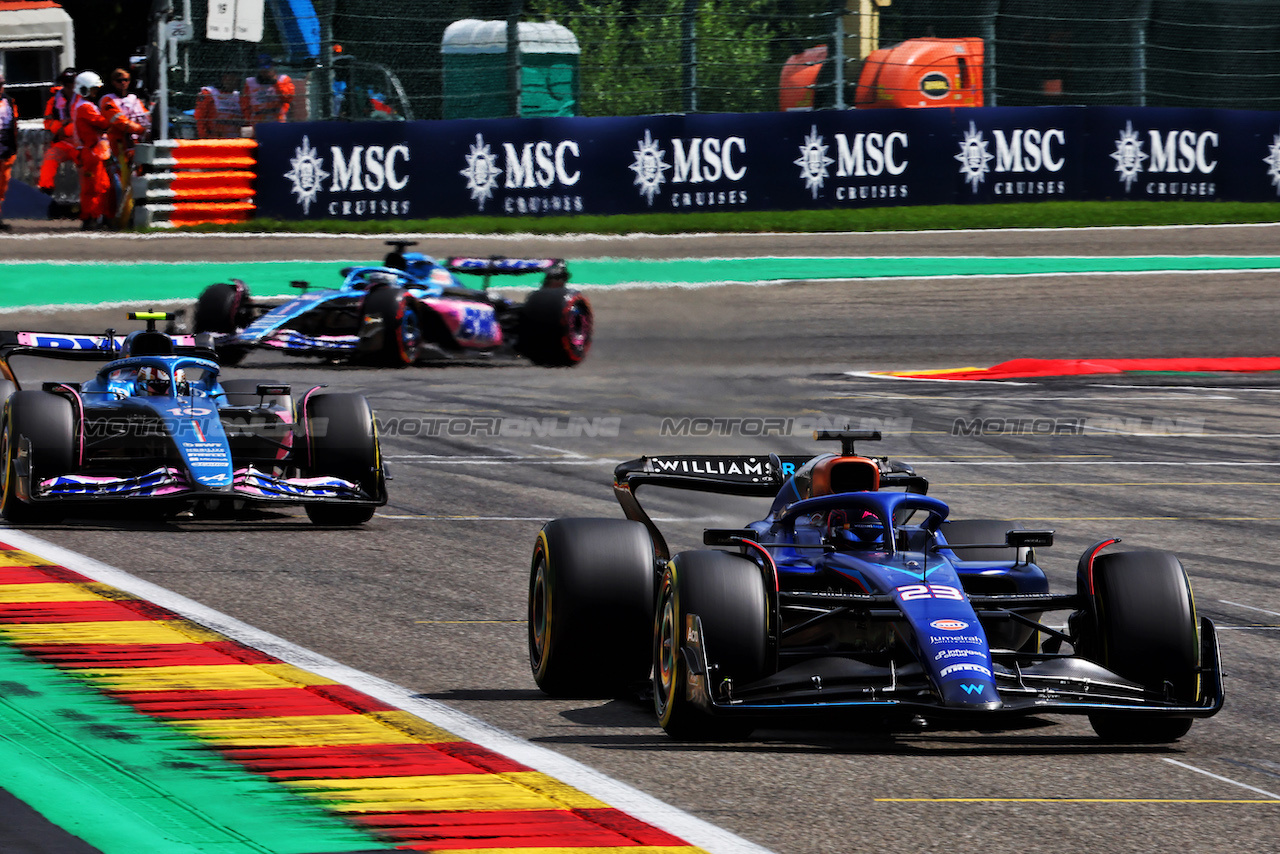 GP BELGIO, Alexander Albon (THA) Williams Racing FW45.
30.07.2023. Formula 1 World Championship, Rd 13, Belgian Grand Prix, Spa Francorchamps, Belgium, Gara Day.
- www.xpbimages.com, EMail: requests@xpbimages.com © Copyright: Batchelor / XPB Images