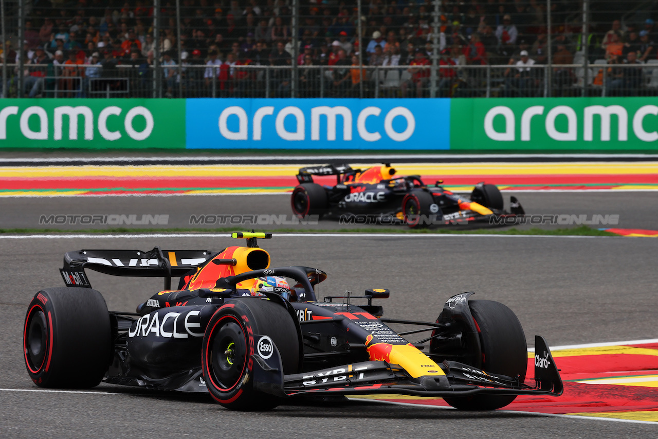GP BELGIO, Sergio Perez (MEX) Red Bull Racing RB19.
30.07.2023. Formula 1 World Championship, Rd 13, Belgian Grand Prix, Spa Francorchamps, Belgium, Gara Day.
- www.xpbimages.com, EMail: requests@xpbimages.com © Copyright: Batchelor / XPB Images