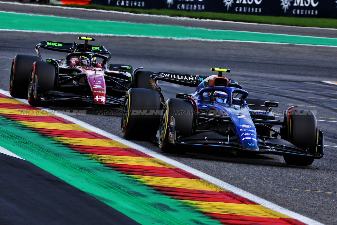 GP BELGIO, Logan Sargeant (USA) Williams Racing FW45.
30.07.2023. Formula 1 World Championship, Rd 13, Belgian Grand Prix, Spa Francorchamps, Belgium, Gara Day.
- www.xpbimages.com, EMail: requests@xpbimages.com © Copyright: Batchelor / XPB Images