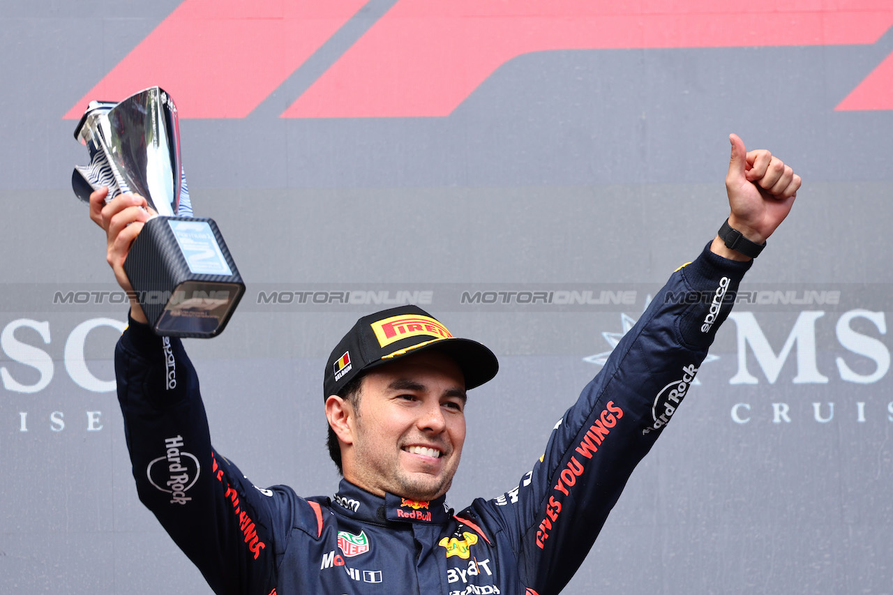 GP BELGIO, 2nd place Sergio Perez (MEX) Red Bull Racing.
30.07.2023. Formula 1 World Championship, Rd 13, Belgian Grand Prix, Spa Francorchamps, Belgium, Gara Day.
- www.xpbimages.com, EMail: requests@xpbimages.com © Copyright: Batchelor / XPB Images