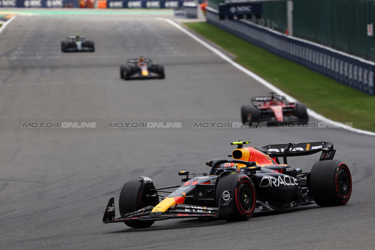 GP BELGIO, Sergio Perez (MEX) Red Bull Racing RB19.
30.07.2023. Formula 1 World Championship, Rd 13, Belgian Grand Prix, Spa Francorchamps, Belgium, Gara Day.
- www.xpbimages.com, EMail: requests@xpbimages.com © Copyright: Bearne / XPB Images